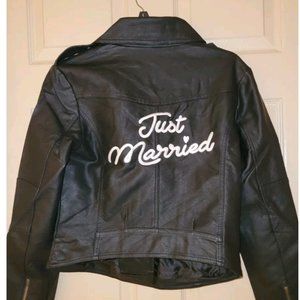 David’s Bridal “Just Married “ vegan leather jacket NEW